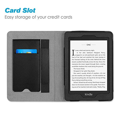 Fintie Stand Case for 6" Kindle Paperwhite 10th Gen 2018, Black - color: Black