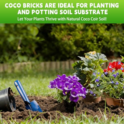 Coco Coir Bricks - Compressed Coconut Fiber Substrate for Plants, Gardening, Potting Mix. Low EC & Balanced pH Natural Growth Medium for Seed Starting, Herbs, and Gardening (6 PCS) - size: 6 PCS