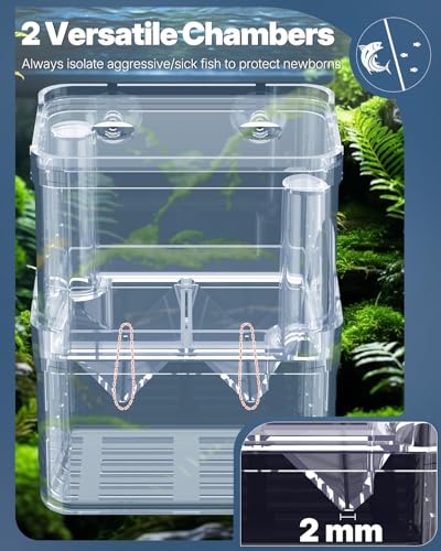 Pawfly Aquarium Breeding Box - Transparent Plastic Breeder Box for Fish Tank, Fry Hatchery Incubator for Baby Fish, Shrimp, Betta, Clownfish, Guppy, Large - size: Large