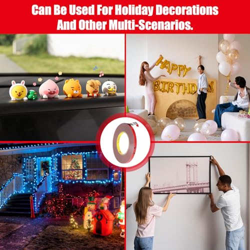 Double Sided Tape Heavy Duty, Waterproof Mounting Foam Tape, 36.5ft Length, 0.4in Width, High Temperature Resistant Adhesive Tape for Car, LED Strip Light, Office Decor, Uses 3M 5108 Raw Material - size: 0.4in x 36.5ft - 5108