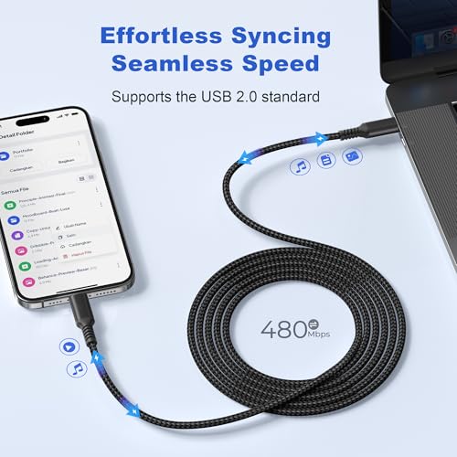 Basesailor USB C to USB C 60W Cable 1.6FT 2Pack Black Braided Fast Charging - color: Black, size: 1.6FT/0.5M