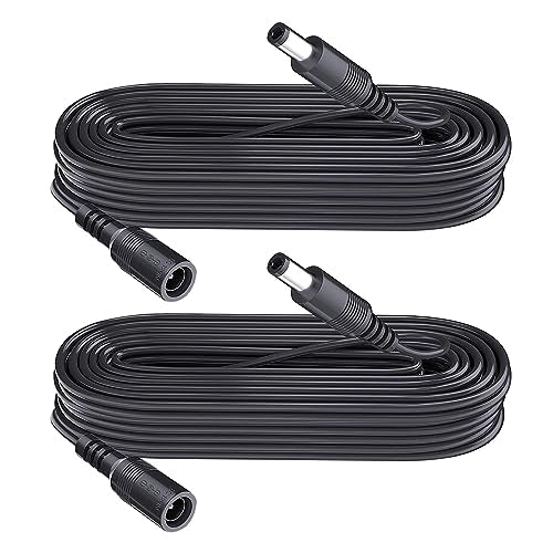 12V/24V DC Power Extension Cable 5.5mm x 2.1mm 10FT 2Pack, Black - size: 10FT