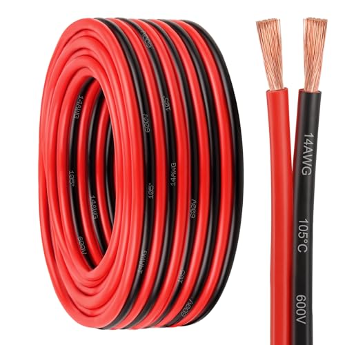 14 Gauge Wire - 14 AWG 2 Conductors Copper Wire Battery Cable Oxygen Free Copper Wire for Solar Panel, Automotive, Trailer, RV and Speaker (14 Gauge 30FT) - size: 30 FT, style: 14 AWG
