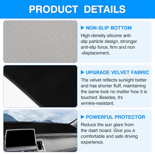 Autorder Dashboard Cover Mat for 2021-2024 Chevrolet Suburban/Tahoe/GMC Yukon Accessories Dash Cover Flannel Dash Mat Sunshade Glare UV Rays Protector (Not for Yukon Denali) - size: Black 21-24 Tahoe/Suburban