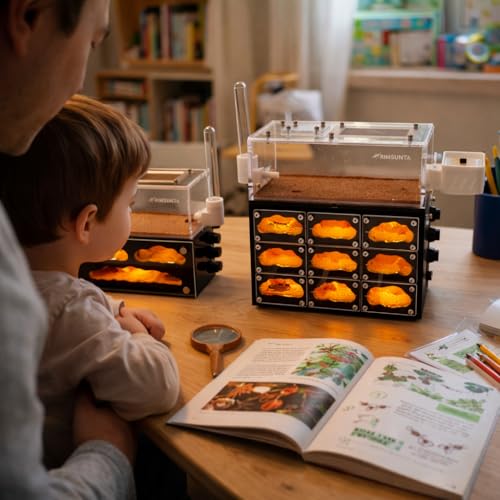 Lumen Hotel Ant Farm Nest with Built-in LED Lights, Hydration System, Trash Box & Ant Keeping Starter Kit - color: Hotel