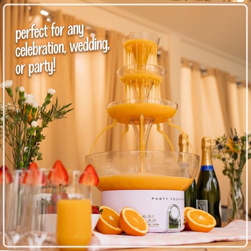 Nostalgia Countertop Retro Lighted Party Beverage Fountain – 1.5 Gallon Capacity, 3-Tiered Cascading Tower with LED Base - Perfect for Punch, Juice, Wine, Champagne & More - style: Lighted Party Fountain White