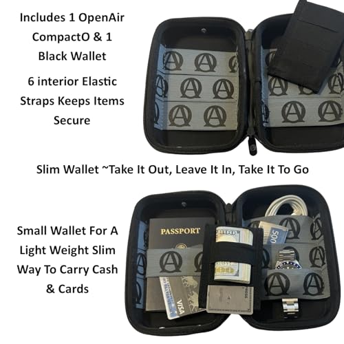 Keyfit Tools OpenAir CompactO EveryDay Carry Case Bag for Men ~Free Up Your Pockets & Organize Your Life Men's Travel Handbag - color: Grey Black Logo on Black