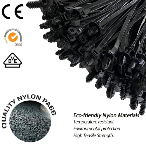 70Pcs Cable Ties Push Mount Nylon Zipper Clips Zip Ties Heavy Duty Plastic Push in Zipties for Car 7 Most Popular Sizes Self Locking Zip Tie Clips - color: Ct-70pcs