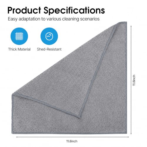 QYL Microfiber Cleaning Cloth,12 Pack Cleaning Rags, Cleaning Towels, 11.8"X11.8", Grey - color: Grey
