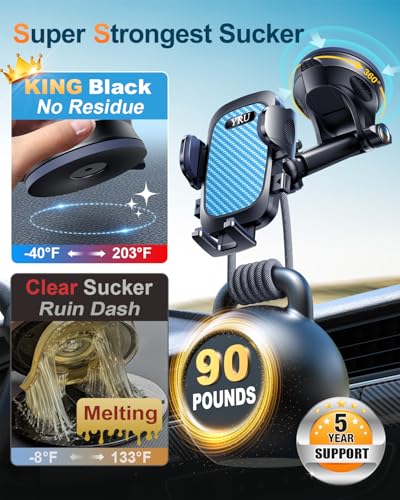 YRU True Military-Grade 360°Rotation Suction 2026 Ultimate Car Phone Holder - color: Royal Blue