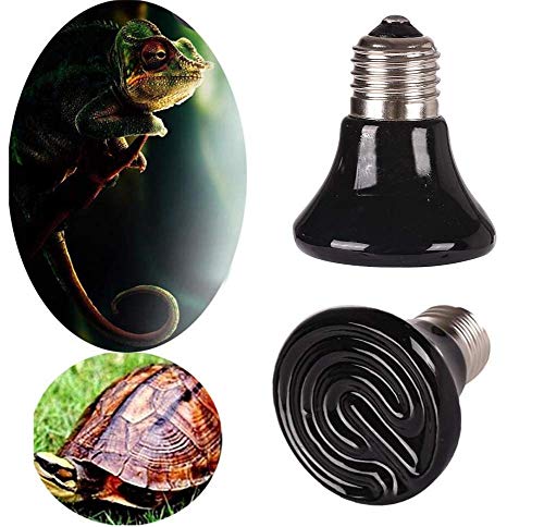 25W Mini Reptile Heat Lamp Bulb E26 Base Non-Light Emitting Infrared Ceramic Heat Emitter for Terrariums Turtles, Lizards, Snakes, and Small Pets 2-Pack