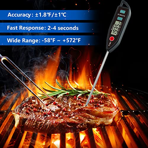 BOMATA Digital Water Thermometer for Water, Liquid, Candle and Cooking. Instant Read Food Thermometer Waterproof IPX7 with Long Probe for Cooking, Meat, BBQ! T101 (Black Color)… - color: Black