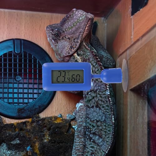 MERRYHAPY Digital Reptile Thermometer with Rotatable Display and Suction Cup Accurate Temperature and Humidity Gauge for Leopard Gecko Tank Aquarium and Terrariums Easy Installation Night
