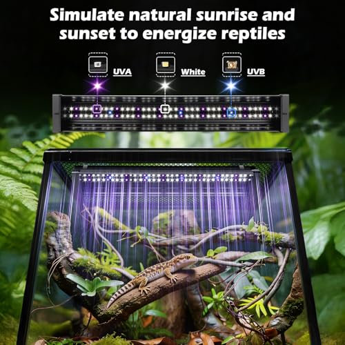 UVB Light for Reptiles 6W 9.8IN LED UVA UVB Terrarium Lamp with 4 Auto Modes for Ferguson Zones UVB Bulb with Timer for Bearded Dragon Gecko Turtle Lizard Snake Adjustable Brightness for Reptile Tank - size: 6W-9.8IN
