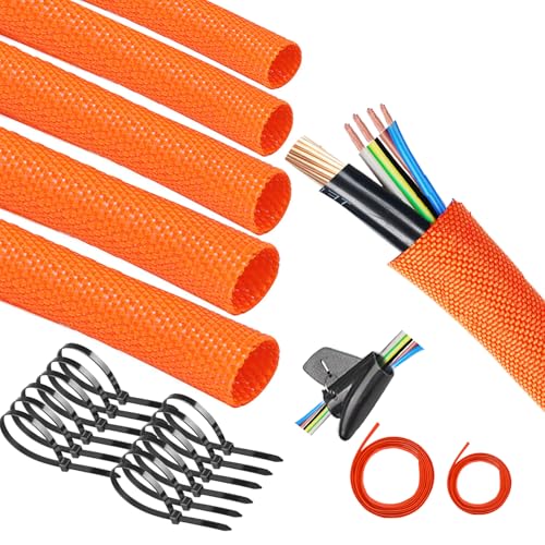 Hophine Braided Split Wire Loom - 25% Overlap, Yellow,3/4"-50Feet - color: Yellow, size: 3/8"-50Feet