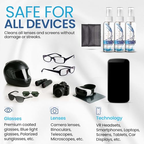 Purity Eyeglass Lens Cleaner Kit - 3 x 1oz Spray + 2 Microfiber Cloths - style: 5 Piece Set - 3 (1oz Lens Spray) + 2 (Microfiber Cloth)