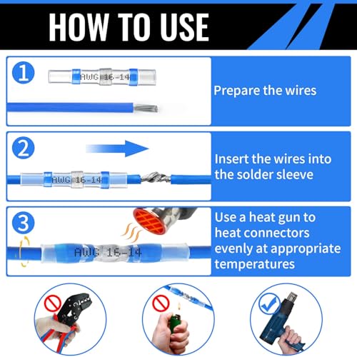 140PCS Solder Seal Wire Connectors, Electrical Heat Shrink Butt Connectors - size: 140 pcs
