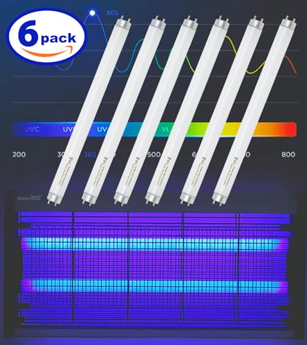 amgolibi 18 Inch 15 Watt Black Light Bulb F15T8/BL Replacement T8 Fluorescent Lamps for 30W Machine 350BL 365-nm Blue Light 6 Count - style: 6 Pack