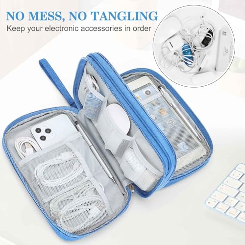 FYY Electronic Organizer, Travel Tech Pouch Bag, Large, Cyan - color: Cyan, size: 9.1 x 5.9 x 3.15 inches