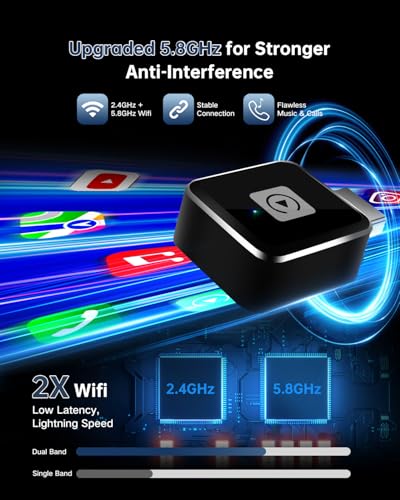 Mini Wireless CarPlay Adapter for iPhone, USB-A to USB-C Adapter