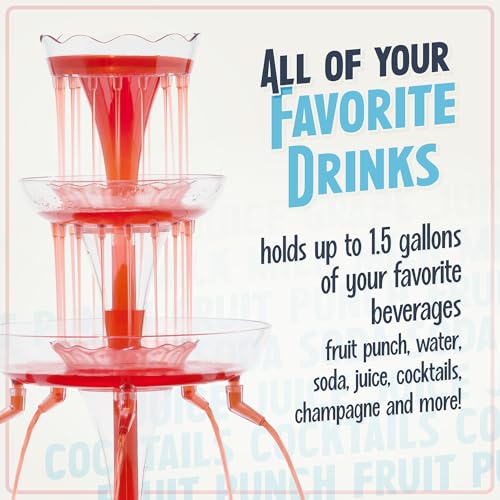 Nostalgia Countertop Retro Lighted Party Beverage Fountain – 1.5 Gallon Capacity, 3-Tiered Cascading Tower with LED Base - Perfect for Punch, Juice, Wine, Champagne & More - style: Lighted Party Fountain White