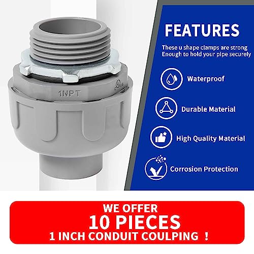 (1" Conduit Coupling 10 Pack) Yariwiz 1 inch Plastic Liquid Tight Conduit Coupling - style: 1" Straight-10 Pack