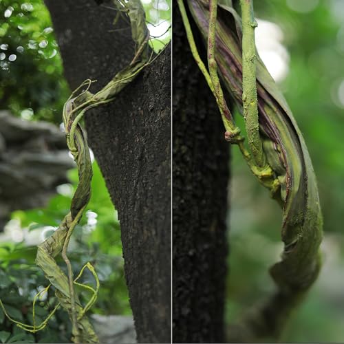 118in Bendable Greenery Garland Halloween Vine for Hanging Decor | Large Tree Branches Artificial Wall Grapevines Craft Plants Tree Trunk Creepy Jungle Twigs Reptile Climbing Mantel Decoration