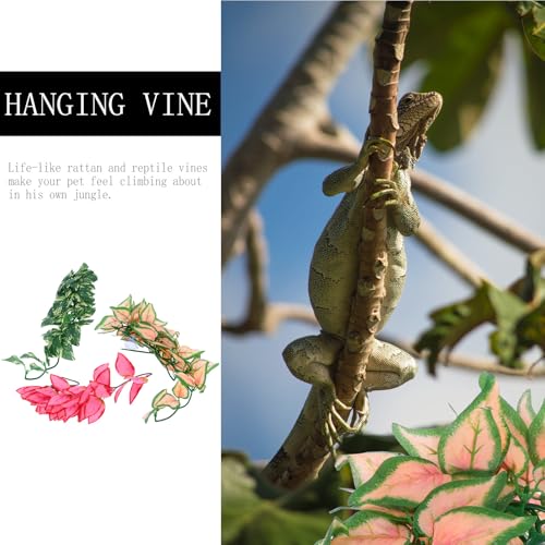 Cabilock Artificial Reptile Vines Jungle Climbing Plants 30cm Bendable Fake Hanging Vines 3pcs for Terrarium Habitat Decor Suitable for Gecko Snake Lizard Chameleon