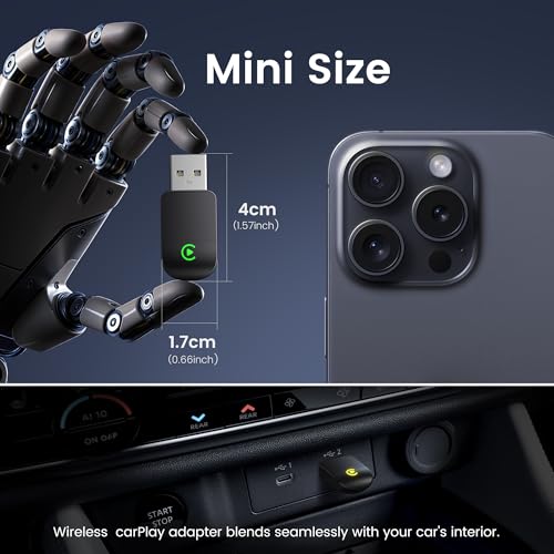 Mini Wireless CarPlay Adapter for iPhone - Fast Auto-Connect, Wide Compatibility, Plug & Play
