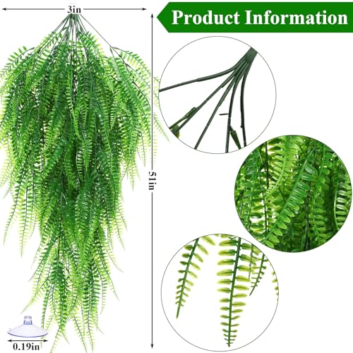 Suncalla Reptile Plants Terrarium Hanging Plants Vines Boston Climbing Terrarium Plant with Suction Cup for Bearded Dragons Lizards Crested Gecko Snake Crab Tank(Classic Series,Light Dark Green) - style: Classic Series