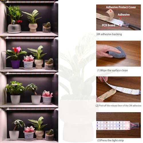 16.4FT LED Plant Grow Light, 2100LEDs Full Spectrum Grow Lamp with High PPFD, 24V 120W Cuttable Plants Growing Light Strip Flexible Self Adhesive for Seedlings Veg Flower - size: 16.4FT