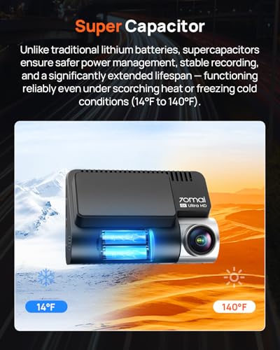 70mai 4K Dash Cam Front and Rear, 4K+1080P Dual STARVIS 2 Car Dash Camera for Cars, 4G LTE Remote Access, AI Motion Detection, WiFi 6, 5 GPS, 24H Parking Mode, HDR Night Vision, Voice Control, ADAS