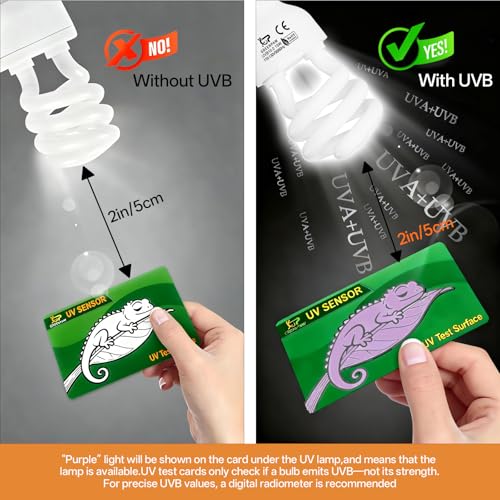 UVB Light for Reptiles 10.0: Bearded Dragon UVB Light for Desert Habitats,15W UVA UVB Reptile Light Bulb for Lizards Tortoises,Terrarium Compact Fluorescent Lamp-UVB Bulbs with Free UV Sensor Card - size: 5.5INCH-10.0