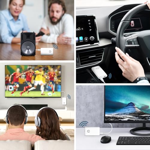 Bluetooth 5.3 Aux Adapter for Car, Bluetooth Transmitter for TV - color: white