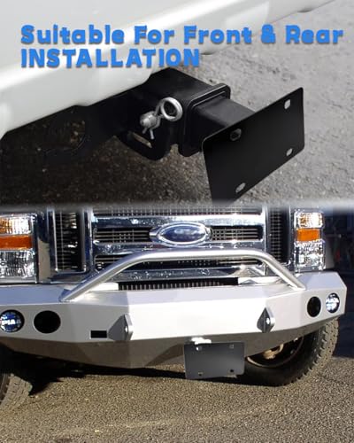 Trailer Hitch License Plate Holder, License Plate Bracket for 2’’ Hitch Front & Rear Receivers Heavy-Duty Steel License Plate Holder for Trailer for Truck; SUV; No Drilling Required - size: For 2 '' Hitch Receiver