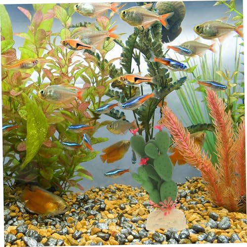 Artificial Plastic Cactus Plant for Fish Tank Decoration Vivid Aquarium Ornament Soft Fade Resistant Succulent Model Easy Care No Light Needed Aquarium Enthusiasts