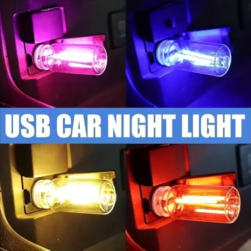 USB Night Light, Ambient Lighting car Led Light, led Light Bulb with Flexible Neck Plug in USB Automotive Night Light,for Car(Red) - color: Red