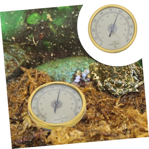 POPETPOP Analog Hygrometer Gold Round 72mm 2.83 Inch Precision Humidity Gauge with 2% Rh Resolution No Battery Required for Indoor Rooms and Reptile Terrariums
