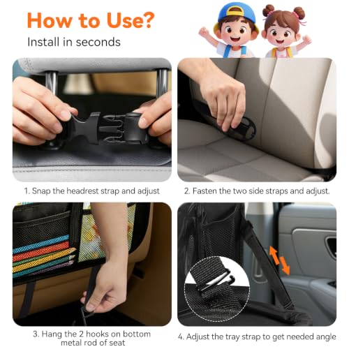 Car Backseat Organizer with Table Tray 9 Pockets Car Accessories,2Pack - color: A-2Pack