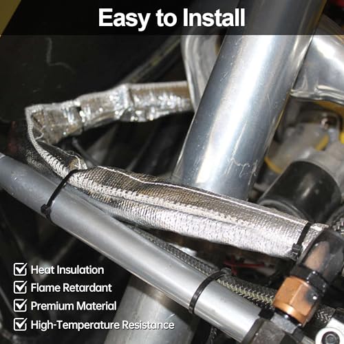 Heat Shroud Sleeve, 1” x 10FT Aluminized Hose & Wire Heat Shield - size: 1" I.D. x 10FT