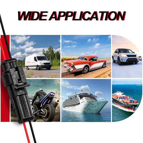 Hiceeden 12 Kits 2 Pin Waterproof Connector 16AWG 2 Wire Auto Electric Plug