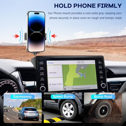 Car Phone Holder Fit for Toyota Camry 2021-2024 7-inch Screen with Dashboard Organizer Cell Phone Mount Holders Fit for Camry Accessaries Fixed Clip Hands-Free &360°Rotation(Not Fit 9 inch) - size: 21-24 Toyota Camry