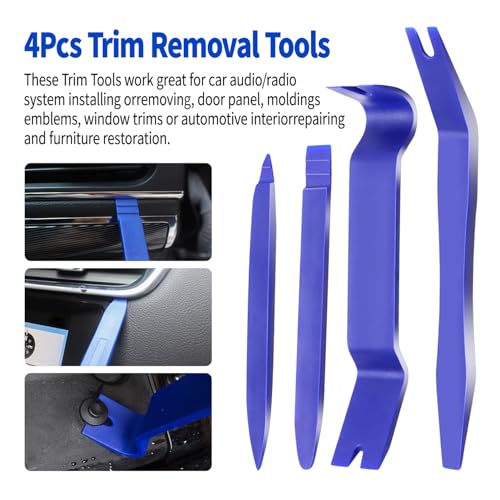 Auto Trim Removal Tool Kit, 17 Pcs Auto Car Trim Tool Set Plastic Pry Tool Kit for Car, Clip, Audio, Dashboards, Door Panel Window Molding Fastener Remover Tool Kit - color: Blue