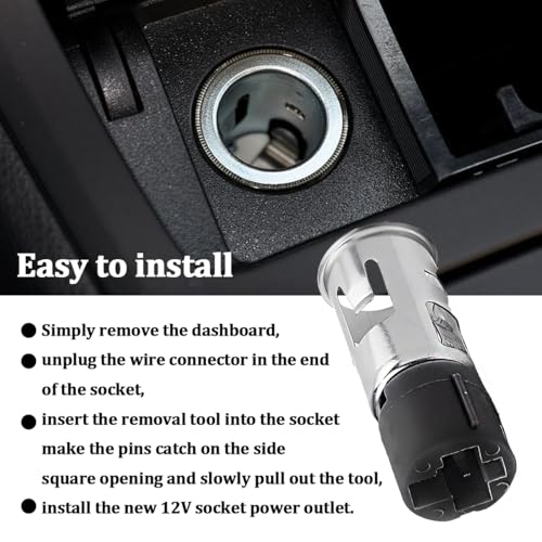 HZEL Car Cigarette Lighter Socket with Removal Tool, 12V Vehicle Power Outlet Socket Adapter Replaces 56457, Automotive Cigarette Lighter Replacement, Compatible with LaCrosse Enclave G5