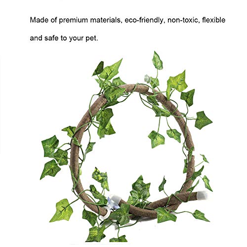 AYNEFY Flexible Vine Branch Jungle Rattan Long Vine Decoration Rattan Decoration Lifelike for Reptiles Pet Reptile Climbing Rattan Artificial Reptile - size: Rattan + folha de hera