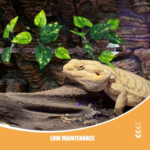 COHEALI Artificial Reptile Climbing Vines Flexible Green Plastic 2pcs with Suction Cups Lizard and Chameleon Climbing Branches for Terrarium Decoration for Reptile Tank