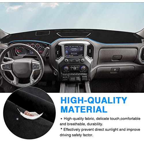 Autorder Dashboard Cover Mat for 2019-2025 Chevy Silverado 1500 2500HD 3500HD/GMC Sierra Accessories Dash Cover Flannel Dash Mat Sunshade Protector(Just Fit the Models Without Forward Collision Alert) - size: Black 19-25 Silverado