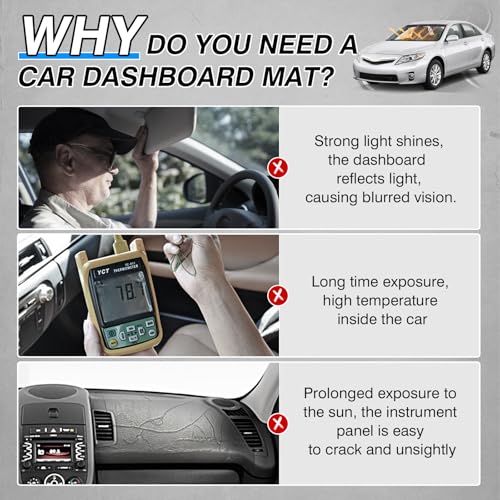 Cartist Dash Cover for Toyota Camry 2007 2008 2009 2010 2011 Dashboard Cover Mat Non-Slip Pad Carpet Sunshield Protector - color: 3)07-11 Camry(Black)