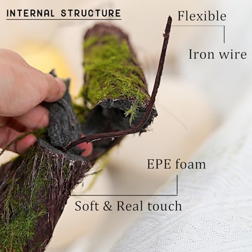 74.8" Thick Fake Tree Trunk Branches Wall Moss Twig Hanging Vine | Large Cherry Blossom Artificial Room Ceiling Plants Wood Twigs Rattan for Garden Wedding Halloween Outdoor Jungle Decoration - size: 6ft 3in