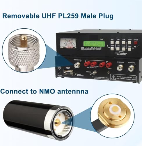 MOOKEERF NMO Antenna Cable,50FT Low Loss RG58 Coaxial CB Antenna Cable Extension with NMO and Removable UHF PL259 Male Connector for VHF/UHF/CB Radio - size: 50FT